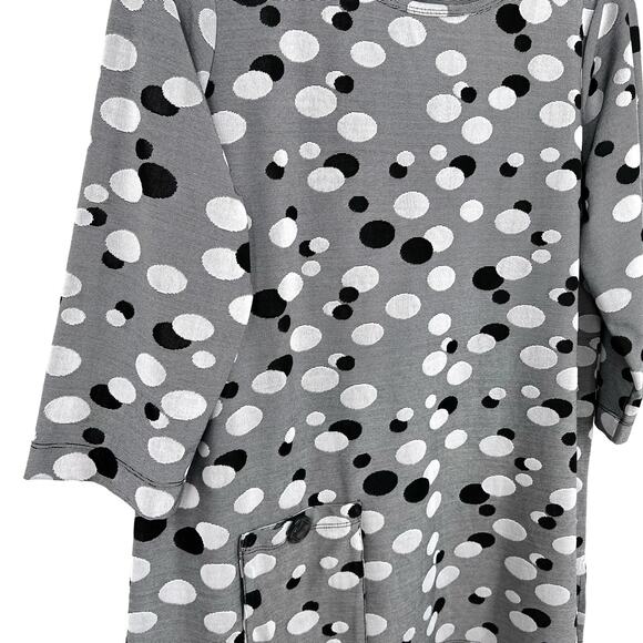 Ali Miles Sz Medium Wearable Art to Wear Gray Artsy Blouse Shirt Top Mature - Picture 6 of 9